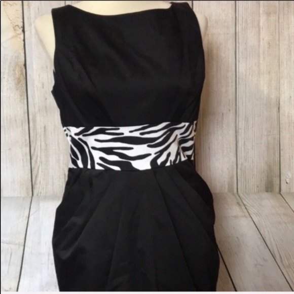 Zebra print accent black dress - Picture 2 of 6